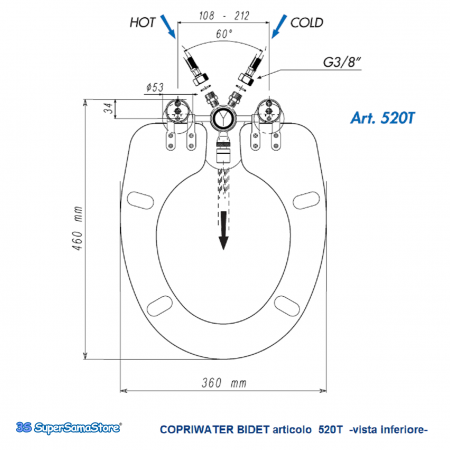 COPRIWATER con BIDET sedile con funzione BIDET INCORPORATO art.520T OT